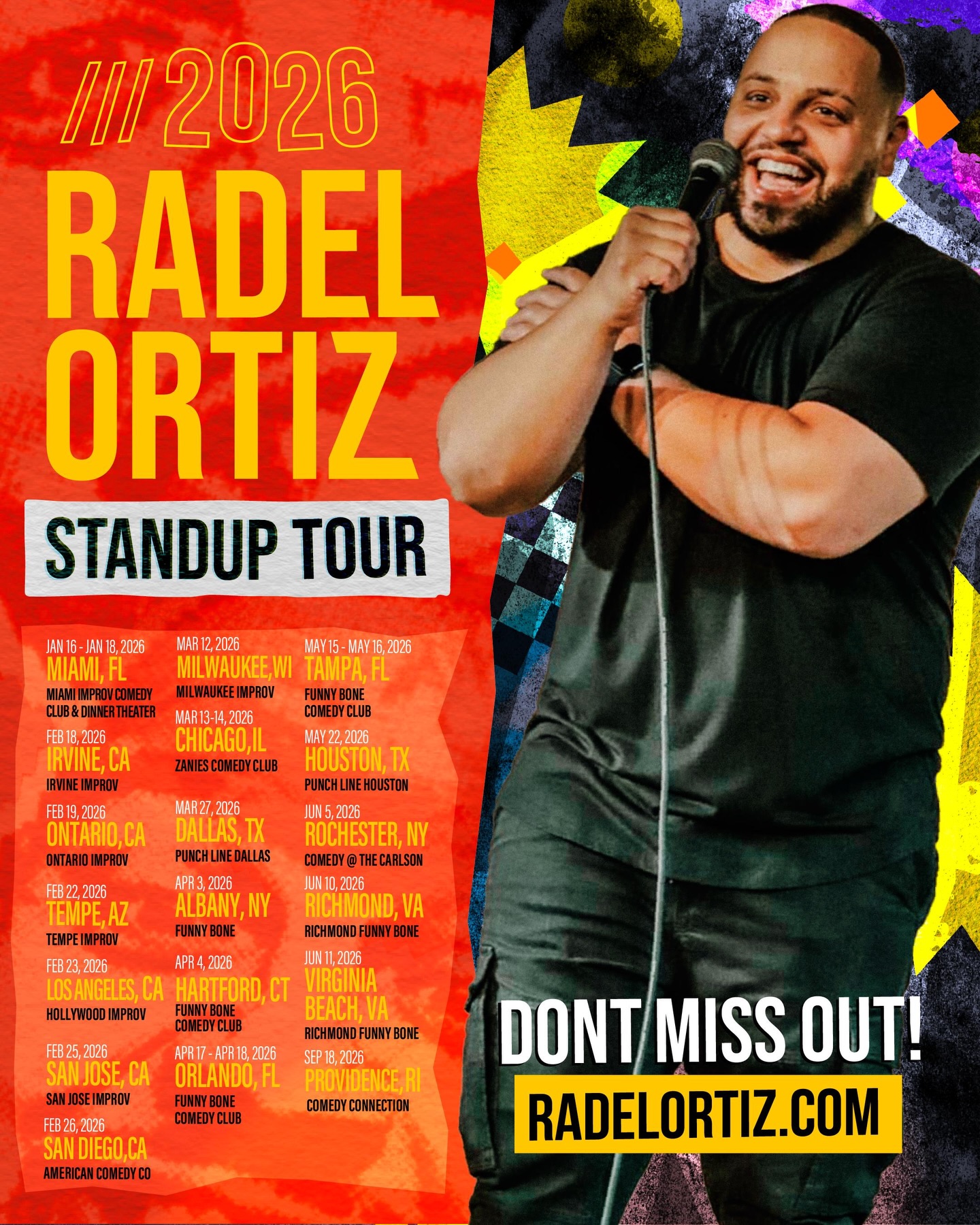 Radel Ortiz 2026 Stand-Up Tour Poster 2026
